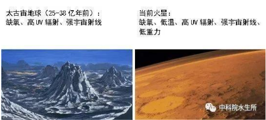 圖2 當前火星與早期地球環(huán)境比較(圖片來源于網(wǎng)絡)